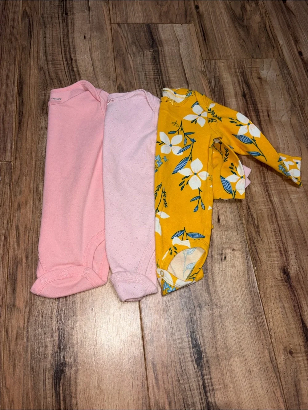 3 Piece Carters & Garanimals Long Sleeve Body Suit Bundle Pink Yellow 12M Girls